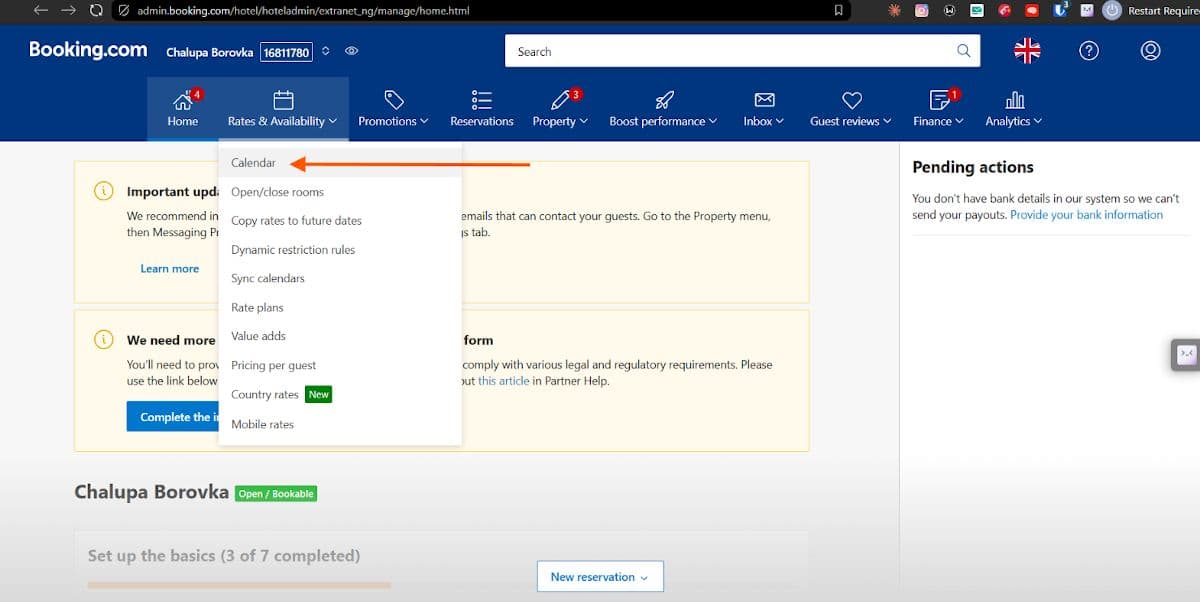 Navigace na booking kalendář