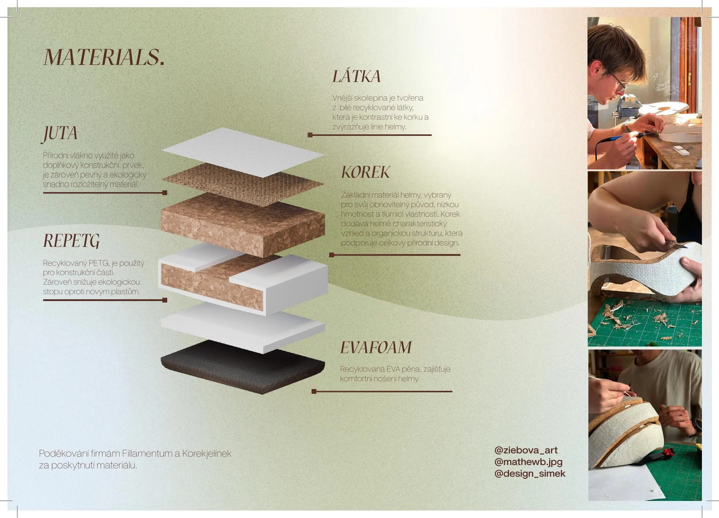 Cork and jute materials used in ekork.