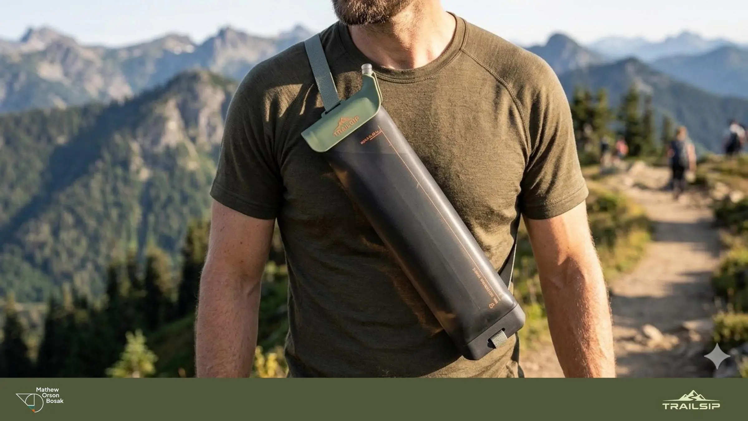 TrailSip wearable bottle in use while hiking